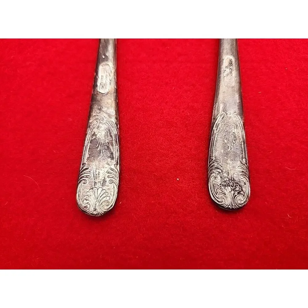 Vtg Silver-Plated Salad Serving Hostess Set Servers Made in Italy Ornate Handle